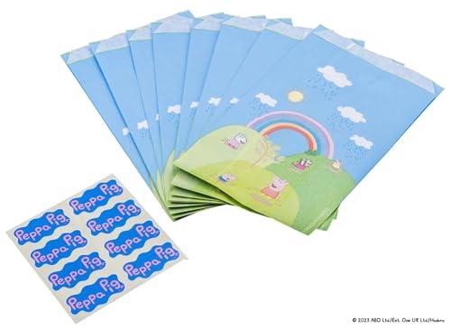 Dr. Oetker Sacchetti di carta per feste con adesivo Peppa Pig – perfetti per compleanni dei bambini o come confezione regalo per gli appassionati di Peppa Pig – Pratico set: 16 pezzi