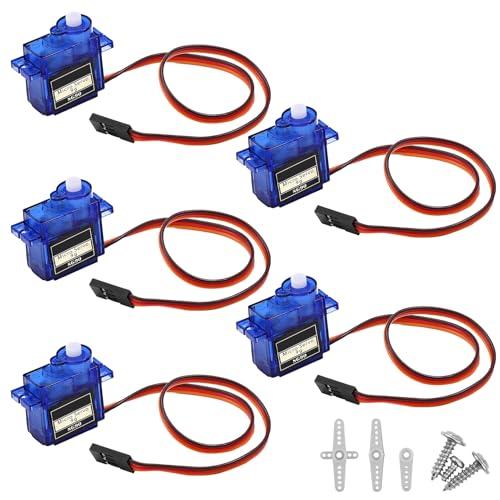 5 Pezzi Micro 9g Servo Motore,Micro Servo Motori 9G Compatibili con SG90 per Robot RC, Elicotteri, Aerei, Servomotore per Elicottero Barca Aereo Elicottero Modellino Auto, Facili da Installare