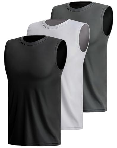 Hioutdoor 3 O 5 Confezioni Canotta Sportiva da Uomo Senza Maniche Camicia Fitness sotto Le Ascelle Muscolare Ad Asciugatura Rapida Corsa Traspirante Palestra Funzionale Gilet Multipack L
