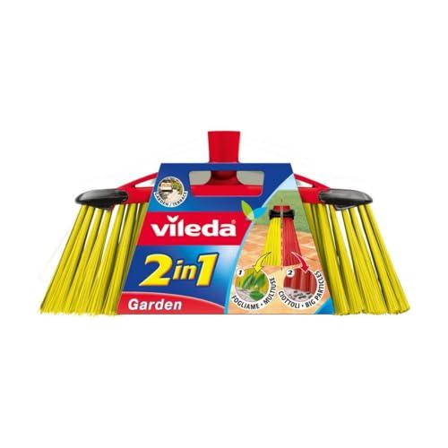 Vileda Scopa 2 in1 Garden, Scopa per Esterni, con Due Tipi di Fibre, per Giardino, per Fogliame, per Ciottoli, Fibre in PET Riciclato, 17 x 37 x 5.8 cm, 270 g