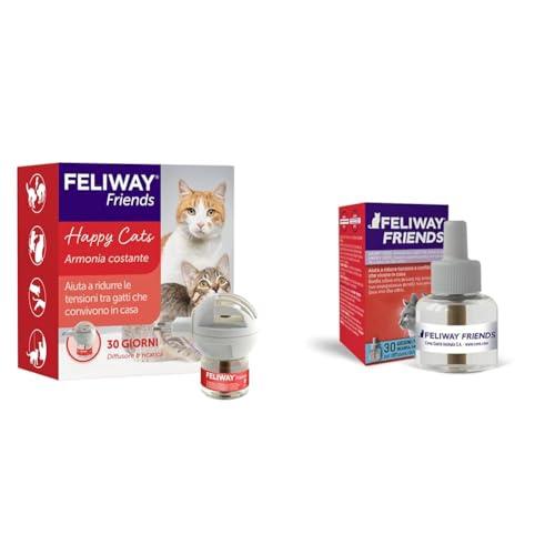 FELIWAY Friends Diffusore + 2 Ricariche 48 ml Feromoni Calmanti per Gatti Starter Kit + Ricarica Extra Riduce Stress e Conflitti in Case con più Gatti 60 Giorni