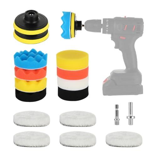 (17 Pezzi) Platorello per Trapano 80mm, Kit Lucidatura Auto, Tamponi Lucidatura Auto, Set per Lucidatura e Luci, Polishing Pad per Lucidare, Levigare e Cerare