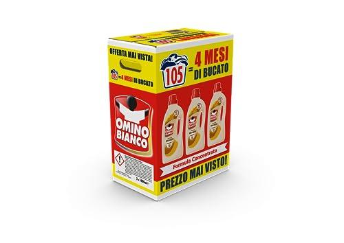 Omino Bianco - Detersivo Lavatrice Liquido, 105 Lavaggi, Rispetta Colori e Tessuti, Fresco Profumo con Essenza Cuore di Marsiglia, 1400 ml x 3 Confezioni