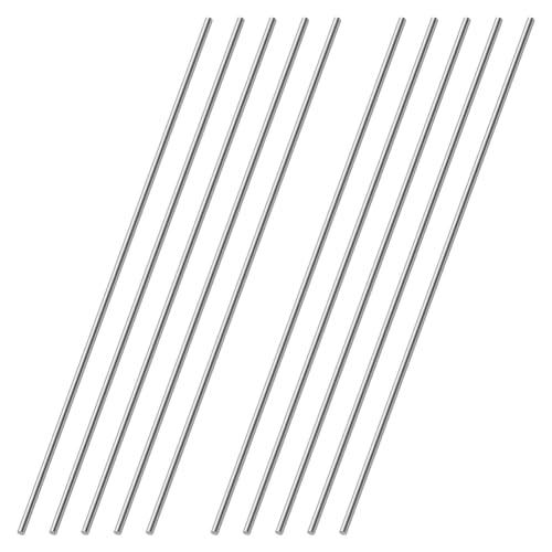 OFFCUP 3mm*300mm Aste Rotonde in Acciaio Inox, 10pz 304 Acciaio Inox Solido Rotondo Asta, Tondino Barre in Metallo Solido, per Fai da Te Soggetti