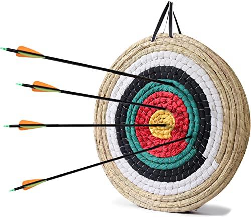 Bersaglio per tiro con l'arco Bersaglio ad arco di paglia fatto a mano da 50 cm,3 strati,Balestra Professionale Pratica arco e frecce per Bambini,Adulto.