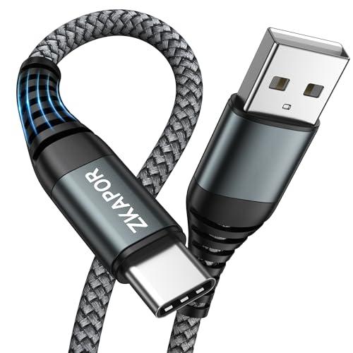 ZKAPOR Extra Lungo Cavo USB Type-C 3M, Cavo USB C Ricarica Rapida 3A Nylon Cavo Tipo C Compatibile iPhone 15/15 Pro Max, Samsung Galaxy S23/S22/S21/S10, Note 10, Huawei P40/P30, Google Pixel