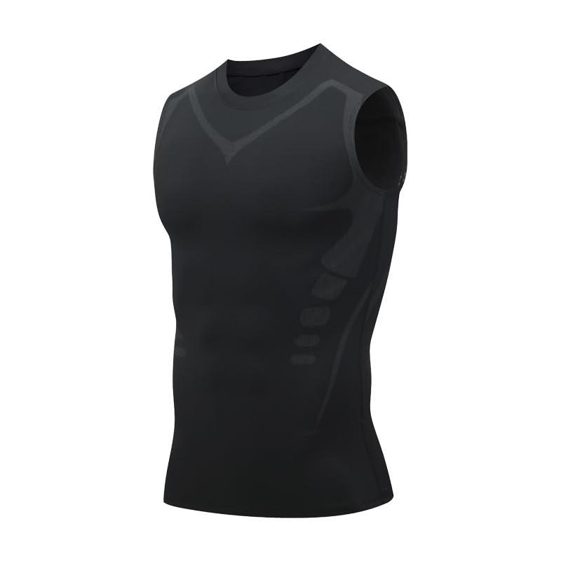 Smatstyle Canotte Compressione da Uomo Asciugatura Rapida Top Maglietta Compressione Senza Maniche Sport Base Layer Runnig Sportiva Fitness Maglia (IT, Testo, L, Regular, Regular, Nero)