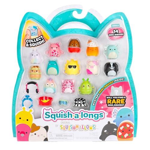 Squish-a-longs SQAL0031 – Confezione da 14 pezzi, contiene 14 x 2,5 cm Mini quish con 4 accessori, 1 x anello e 1 x guida per collezionisti (onda 3, stile 1) da collezionare, scambiare e giocare