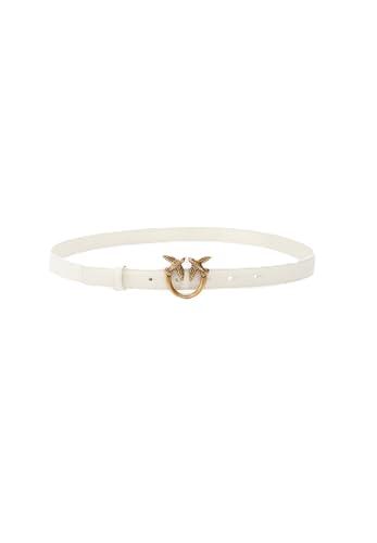 Pinko Love Berry H2 Belt Vitello Set Cintura, Z14q_Bianco Seta-Antique Gold, M Donna