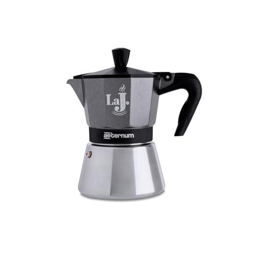 Aeternum, LA J ESPRESSO INDUCTION, Caffettiera 3 Tazze, Adatta all'Induzione, Alluminio, Metallizzato, Grigio, Nero