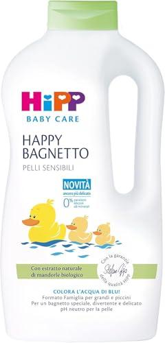 HiPP Baby Care - Happy Bagnetto HiPP, Bagnoschiuma Bambini, Formato Famiglia, per Pelli Sensibili, pH Neutro, con Estratto Naturale di Mandorle Bio, 1 Flacone da 1000 ml, Bagnetto Neonato