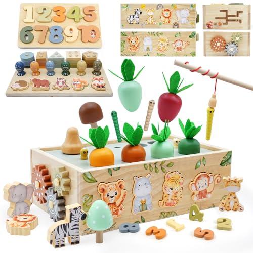 Almaxi Giochi Montessori 1 2 3 Anni, 9 in 1 Giochi di Legno per Bambini 1 Anno, Giocattoli Bambini 123 Anni Montessori Maschio Femmina, Giochi Educativi 1 2 3 Anni Legno, Regalo Bambino Bambina