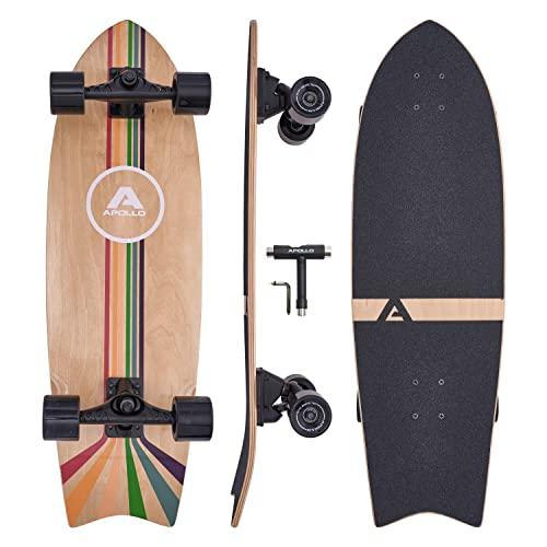 Apollo Surf Skate Bambino dai 6 Anni in Su | Mini Longboard Skate Bambini | Mini Cruiser per Allenamento Surf | Carving e Pumping | Truck Surfskate di Alta Qualità | Skateboard Adulto