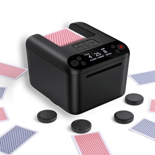 Distributore Automatico di Carte – Rotazione 180°/360° per 1–3 Mazzi, 2–12 Giocatori con 4 Telecomandi | Modalità di Gioco Integrate, Ricaricabile & Silenzioso per Poker, Blackjack, Texas Holdem, UNO