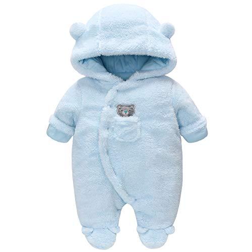 Tutina Invernale da Neonato Tutine da Neonato, Bambino e Bambina Tuta Intera con Cappuccio, Set di Tutine da Neve per Bambini Spesse e Calde,Blu 0-3 Mesi