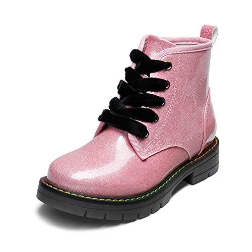 DREAM PAIRS KIDS Stivaletti Stringati per Bambina Moda Stivali con Zip Bambina Stivaletti per Feste e Uso Quotidiano,Size 32,Rosa/Pu,SDBO2220K