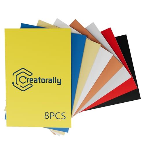 Creatorally Acrilico per Laser, Pannello Plastica Rigida per Incisione Laser 30x20 cm 1.3 mm, Lastra ABS 8 Pezzi Laser Fogli Bicolore per Targhette Decorazione (Incisione in Bianco o Nero)