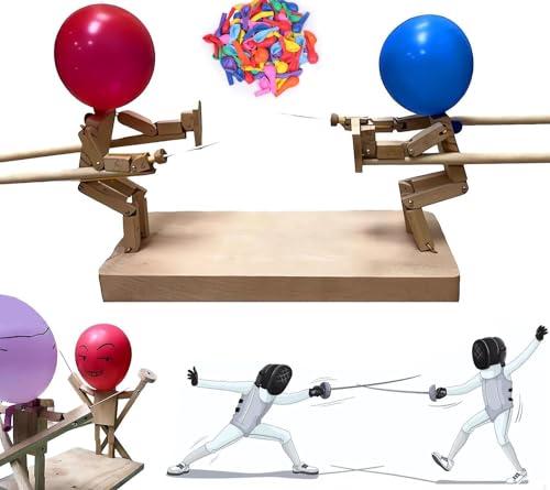 Balloon Bamboo Man Battle, Handmade Wooden Fencing Puppets 2024 - Gioco di combattimento per 2 giocatori, in legno con testa a palloncino, gioco da combattimento per scrivania (1PCS)