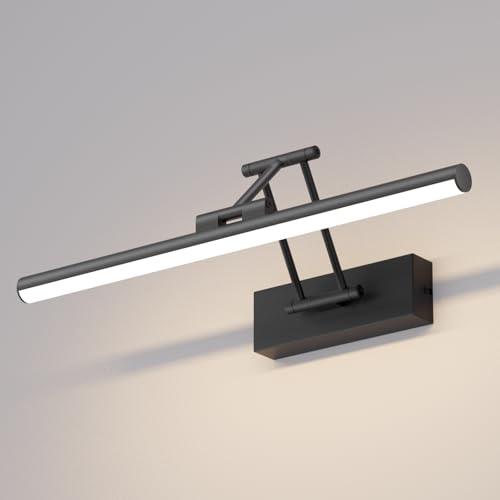 Klighten Led Lampada Da Specchio Bagno 40cm,Lampada Da Parete Rotante Ip44,12W 970 LM Luce Specchio Bagno Led,Applique Moderno In Alluminio,Bianco naturale 4000K,Nero