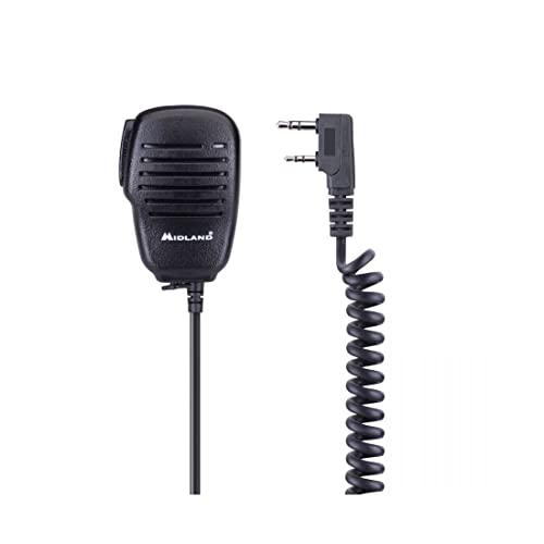 Midland - MA22 LK PRO Microfono Altoparlante, PTT, Clip Rotante, Volume Regolabile, Ascolto Privato, Compatibile con Walkie Talkie CT590 S, G10 PRO, G13, G11 PRO, CT990 EB, Radio a Presa 2 Pin Kenwood