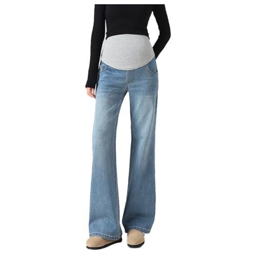 Olamao Jeans Gravidanza Svasati con Vita Regolabile - Life Comfort Taglie Forti per Donne sotto i 170cm, Tasche Utility