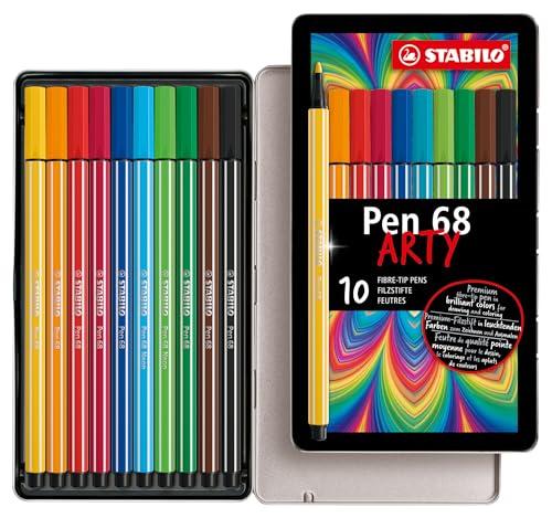 STABILO Pen 68 - Pennarello Premium - Scatola in Metallo da 10 - Colori assortiti