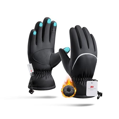 Origem Guanti Invernali Termici Uomo Donna, 3M Thinsulate Touchscreen Impermeabili Guanti Moto Sci Neve con Riflettenti per Bici Ciclismo Scooter Motocross Calcio Corsa Running sportivi snowboard