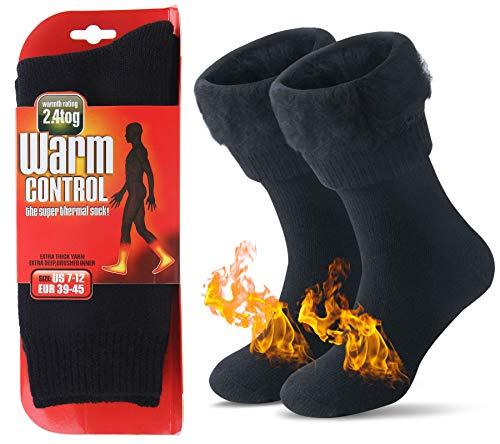 JARSEEN Calze di Lana Invernali Termiche Calzini Spessi Caldo Morbido Calzettoni Donna Uomo (Nuovo Nero, 39-45)