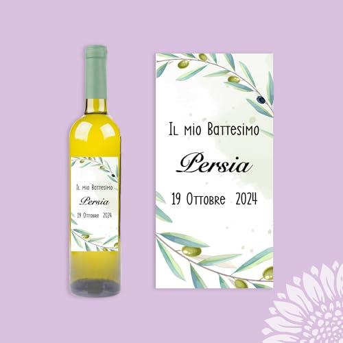 1 pezzo Adesivi personalizzati Bottiglia di Olio, Vino, Matrimonio, compleanno, Battesimo, Comunione, Cresima, bomboniera (BOT-ULV-001)