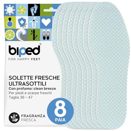 Biped FRESH! 8 Paia di Solette Fresche Clean Breeze - Profumo Fresco, Extra Sottili, Contro l'Odore dei Piedi Z1019 (42-43)