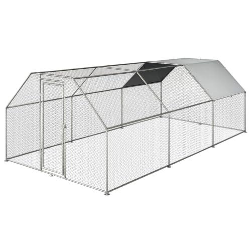 Pawhut Gabbia Recinto per Galline in Metallo Porta con Blocco e Copertura Oxford
