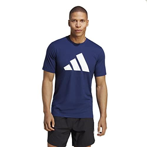 adidas Uomo Train Essentials Feelready Logo Training Tee, Dark Blue / White, L