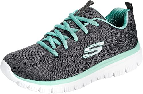 Skechers Graceful Get Connected, Sneaker Donna, Charcoal Mesh / Green Trim, 39 EU