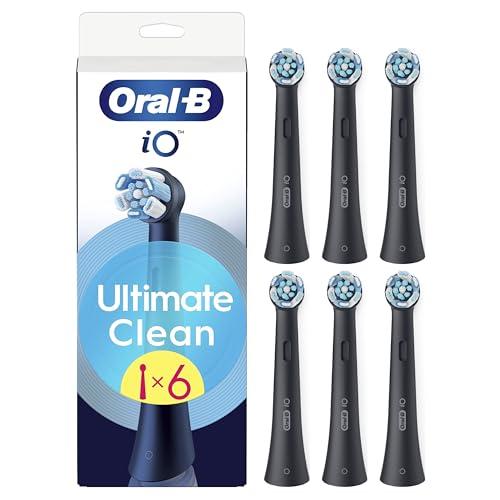 Oral-B Testine di Ricambio iO Series Ultimate Clean Nere per Spazzolino Elettrico Oral B, 6 Testine Rotonde Autentiche, con setole CrissCross per rimuovere la placca