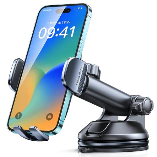 CIRYCASE Porta Cellulare Auto, [Presa Superiore] Supporto Telefono Auto 360° Ruotabile Cruscotto e Parabrezza, 2025 Aspirazione Ventosa Porta Telefoni Automobile Rifiniture Interne per Cellulari 4-7