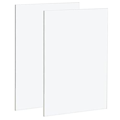 GSHUR Confezione da 2 Fogli in Acrilico Trasparente A4, 210 x 297 mm, Spessore 3 mm, Plastica Acrilica per Decorazioni, Plexiglass