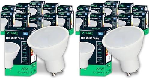 V-TAC 10x Lampadine LED GU10 - [ Alta Efficienza 4.5W ] - 400 Lumen - (Equivalenti a 35W) - Faretto Led GU10 per Massima Efficienza e Risparmio Energetico - Luce Calda 3000K