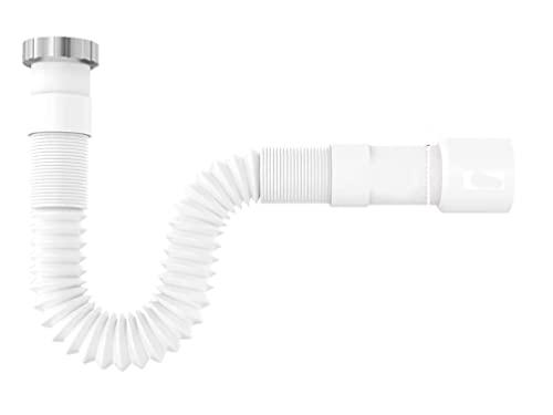 Tubo scarico jolly lavabo lavandino cucina 1'' 1'' 1/4 1'' 1/2 uscita 32 40 mm flessibile+guarnizione 32-77cm pvc (1'' 1/4 ingresso 32-40 mm uscita)