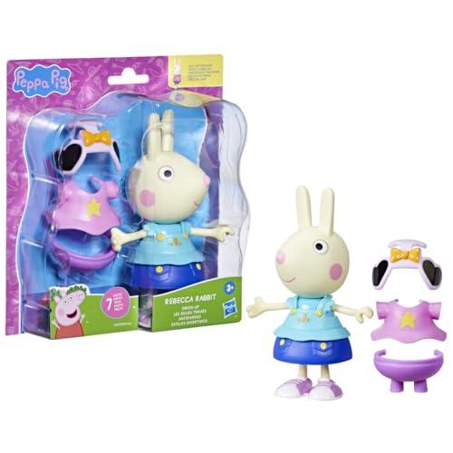 Hasbro Peppa Pig, Rebecca Coniglio, Bambola per Bambini e Bambine da Vestire, Action Figure da 15 cm, Ottima Idea Regalo, Include 6 Accessori per il Giorno e la Notte