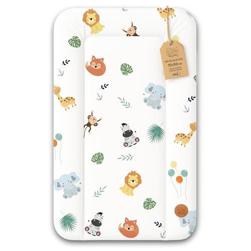 Fasciatoio neonato 70 x 50 cm - materassino portatile universale lavabile e impermeabile su cassettiera lavatrice e tavolo cuscino da viaggio tappetino materasso Safari