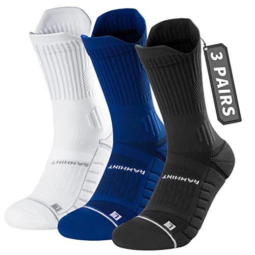 Rahhint Pro Coolmax Compressione 3 Paia Calzini Running Uomo Calze da Corsa Trekking Padel Uomo, Anti-Vesciche & Con Supporto Dell'arco Plantare, 35-51