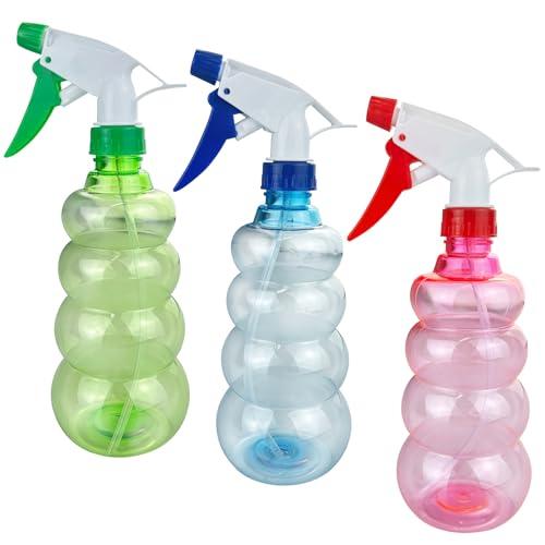 Diompirux 3 Pezzi Spruzzino Nebulizzatore 500 ml,Trasparente Plastica Grilletto Spruzzatore,Grilletto Spruzzatore Riutilizzabile per Pulizia Giardino Acqua Parrucchiere Pulito Cucina