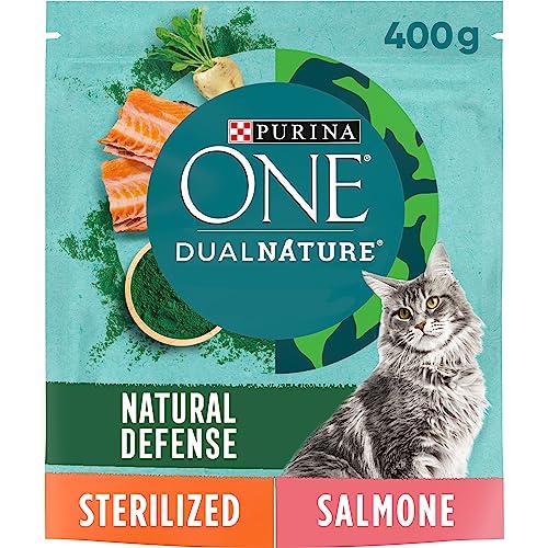 PURINA ONE Dualnature Crocchette per Gatti Adulti Ricco in Salmone e con Spirulina naturale Sacco da 400g