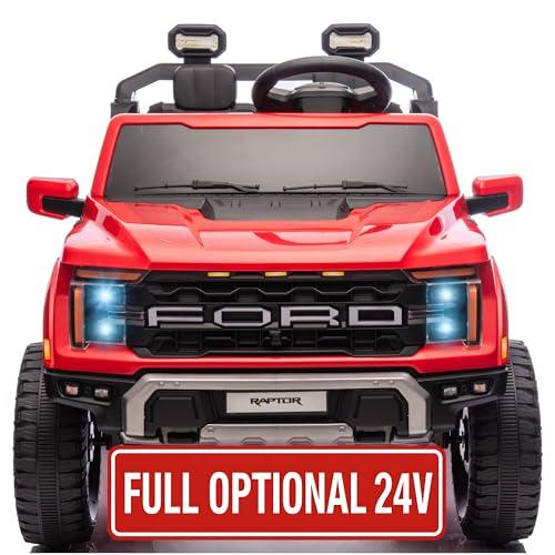 Ford F150 Raptor 24V Maxi Fuoristrada 2 Posti Auto Macchina Elettrica per Bambini Telecomando Luci a Led Bluetooth Ammortizzatori Carico Massimo 60 Kg Rosso