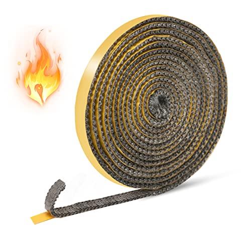 Guarnizione per Camino, Guarnizione Stufa a Legna, Camino Guarnizione Fibra di Vetro Resistente al Calore Fino a 500°C per Stufe Caminetti Porta del Forno (3mm x 10mm x 3m)