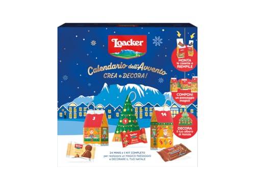 Loacker, Calendario dell'Avvento 2025 con 24 Bontà Loacker, Wafer e Cioccolatini in 10 Gusti Diversi, Cofanetto Blu con Kit per Decorare le tue Feste, Idea Regalo per Natale