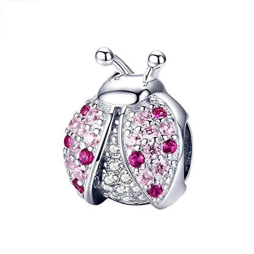 Ciondolo a forma di coccinella, ideale per un regalo di compleanno, compatibile con braccialetti Pandora, in argento Sterling 925