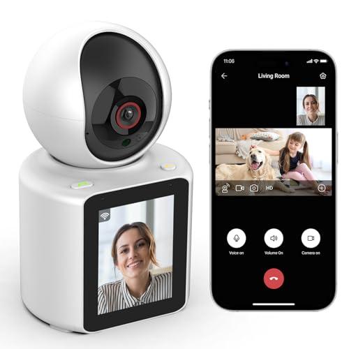 SHIWOJIA Telecamera WiFi Interno, Telecamera Monitor Anziano/Bambino con Chiamata con un Pulsante, Audio a 2 vie, 360°Ruotare, Visione Notturna, Rilevamento del Movimento