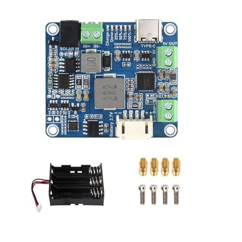 Coolwell Modulo di alimentazione solare (D) per Raspberry Pi/Jetson Nano/Arduino Supports Type-C Power Adapter or 6V ~24V Solar Panel with Battery Holder (Not Include) 18650)