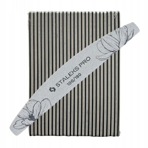 Lima per unghie STALEKS EXPERT NFE-40 a mezzaluna, doppio lato, grana 100/180, sottile strato di schiuma, confezione da 25